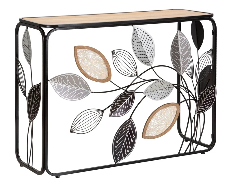 Console Autumn 108x36,8x80 cm in Ferro e MDF e Vetro Multicolor