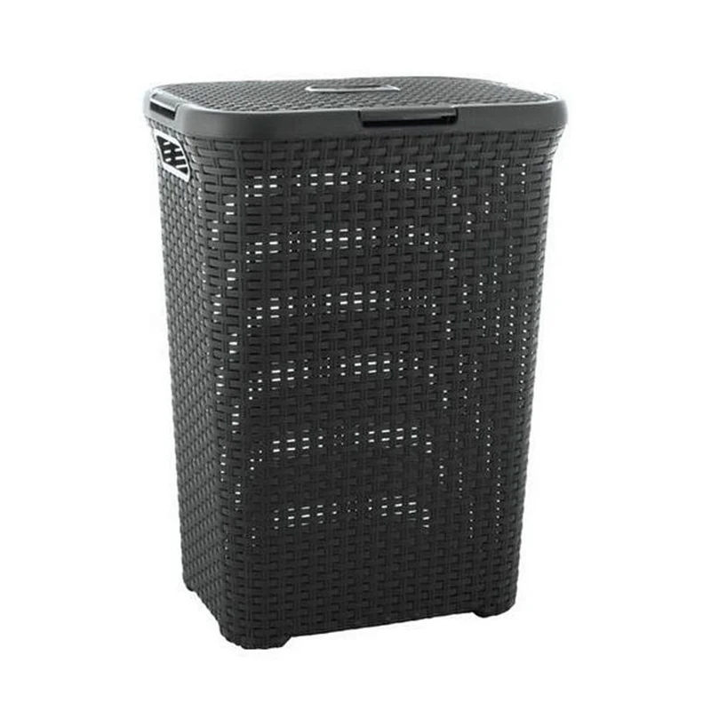 Cesto per biancheria Curver, design traforato, 40L, grigio scuro, Natural Style