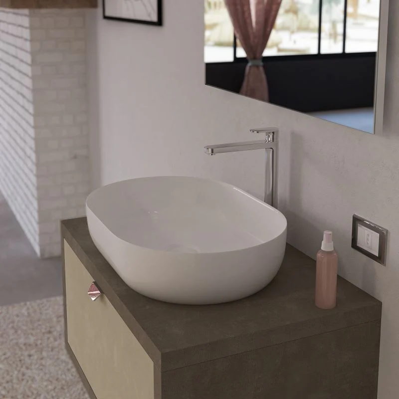 ERCOS Lavabo Ovale da Appoggio Senza Troppo Pieno Serie Musa - 60cm Cod. MUSA0002 - Vari Colori