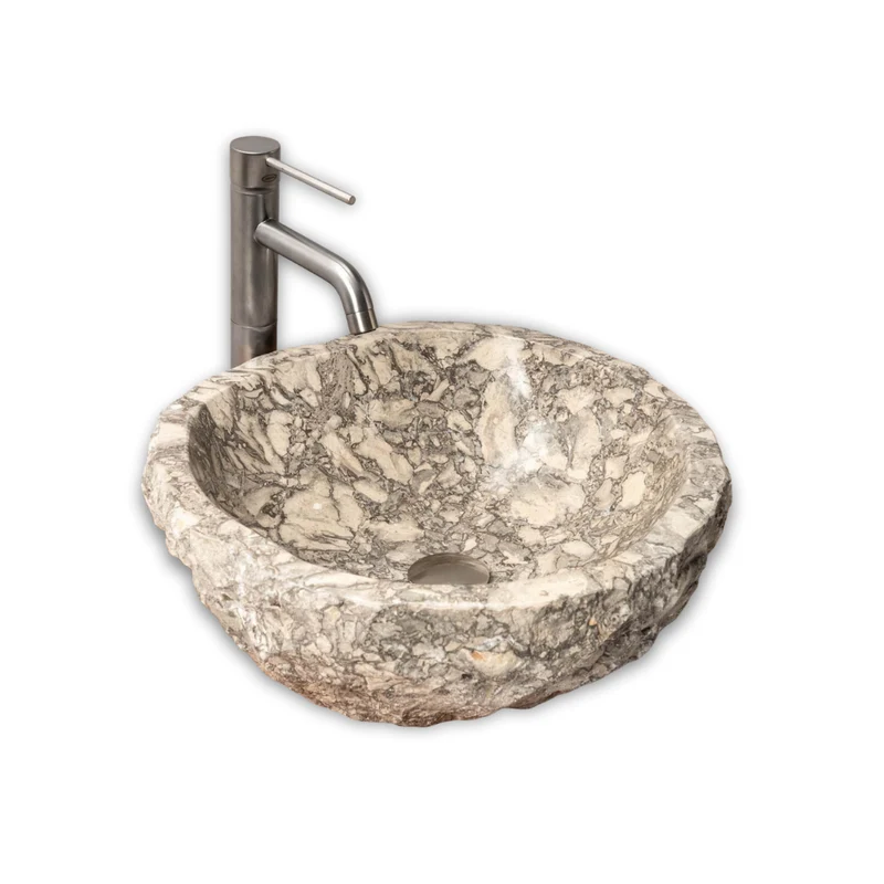 DEGHI Lavabo da Appoggio Serie Artizan 40-50 cm - Marmo Martellato Grigio Chiaro - Cod. LAP-29G **PROMO**