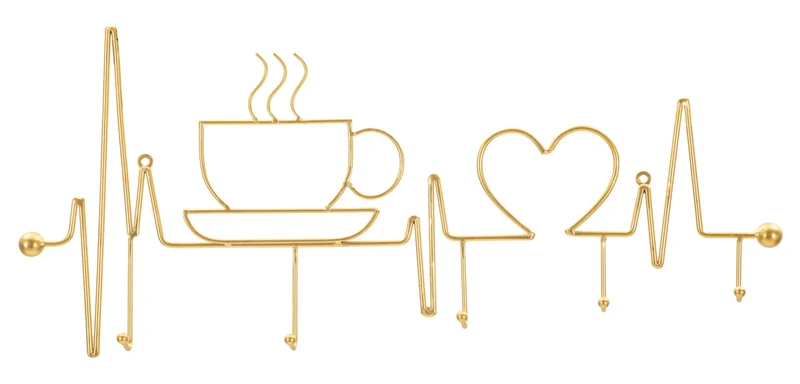 Appendiabiti da Muro Breakfast Oro 60x3,8x26,7 cm in Metallo Oro