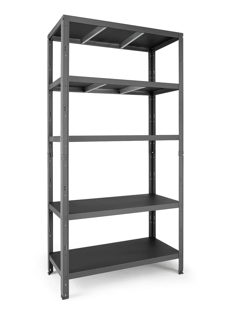 Scaffale a Incastro RAKO 100x40x187 cm 5 Ripiani Portata 150 kg in Metallo Grigio Scuro