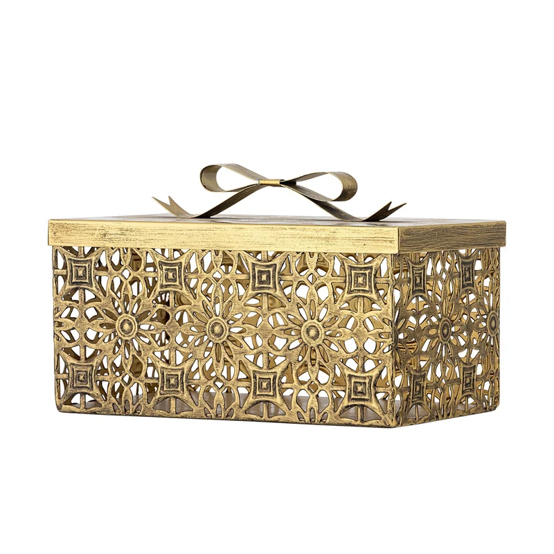 Gretl Box mit Deckel, Gold, Metall