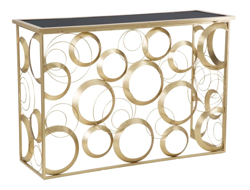 Console Globe 120x40,5x81,5 cm in Ferro e Vetro Oro