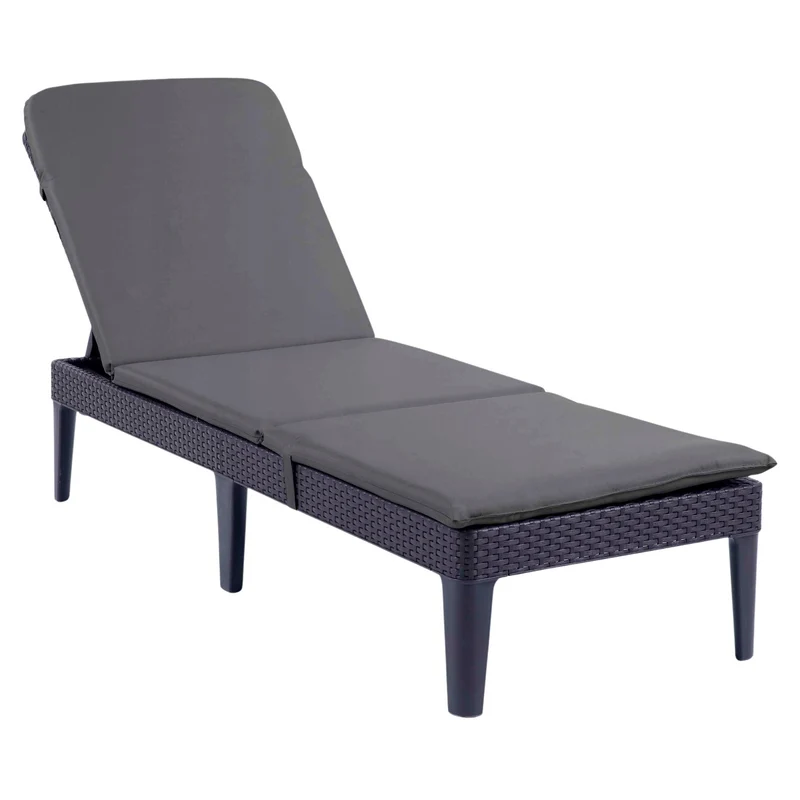 Sdraio da giardino regolabile Jaipur Sun Lounger color grafite + cuscino per sdraio Jaipur, colore grigio scuro, tessuto S-500, dimensioni 190x60 cm