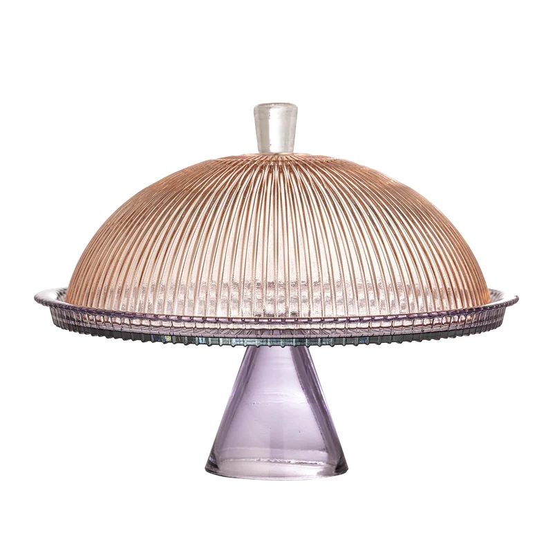 Tayo Kuchenteller mit Glocke, Bunt, Glas