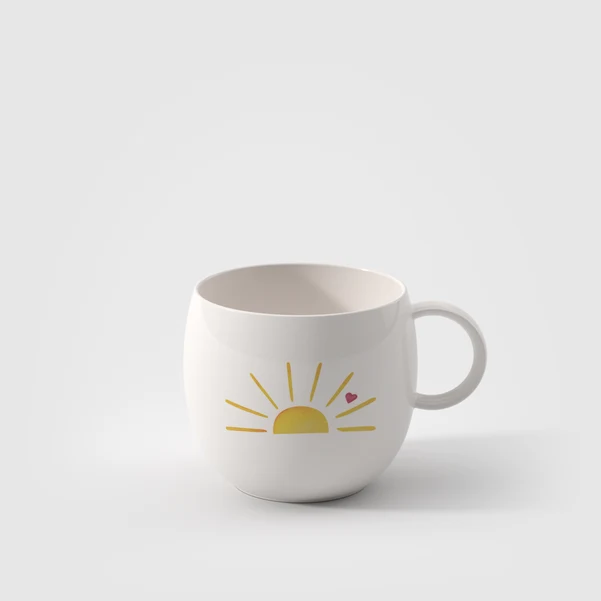 Hello sunshine, Tazza con manico bianca, 290 ml, Premium Porcelain