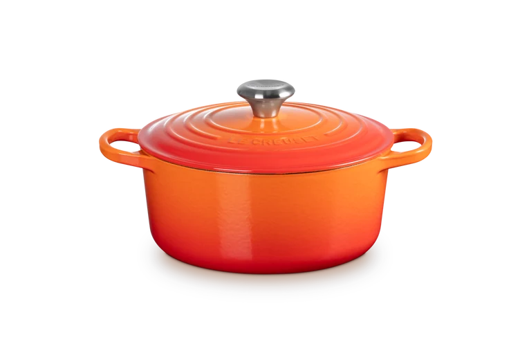 Cocotte rotonda Evolution in ghisa vetrificata 24 cm, color arancio