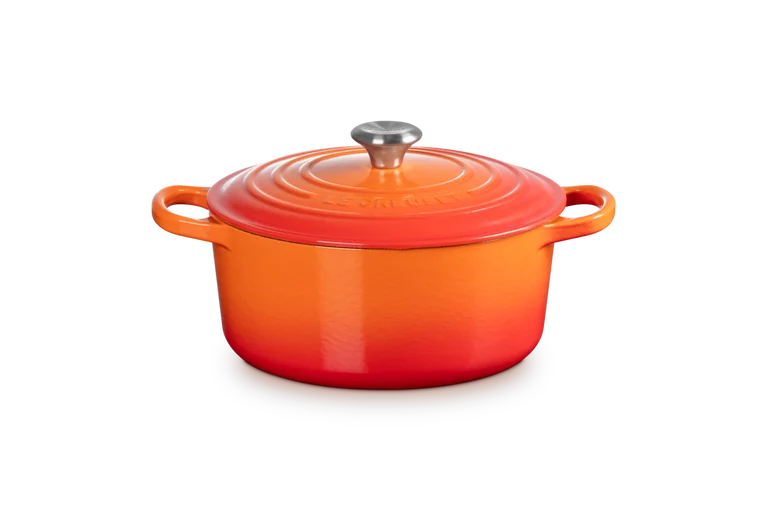 Cocotte rotonda Evolution in ghisa vetrificata 22 cm, color arancio
