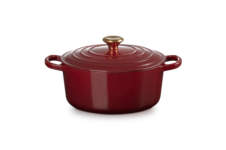 Cocotte rotonda Evolution in ghisa vetrificata 22 cm, color garnet