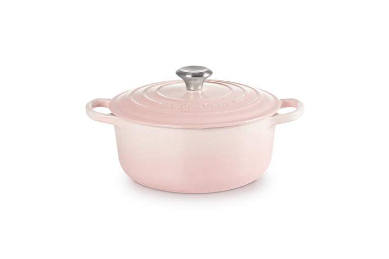 Cocotte rotonda Evolution in ghisa vetrificata 20 cm,color shell pink