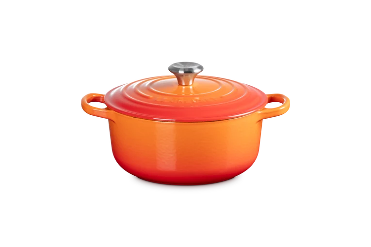 Cocotte rotonda Evolution in ghisa vetrificata 20 cm, color arancio