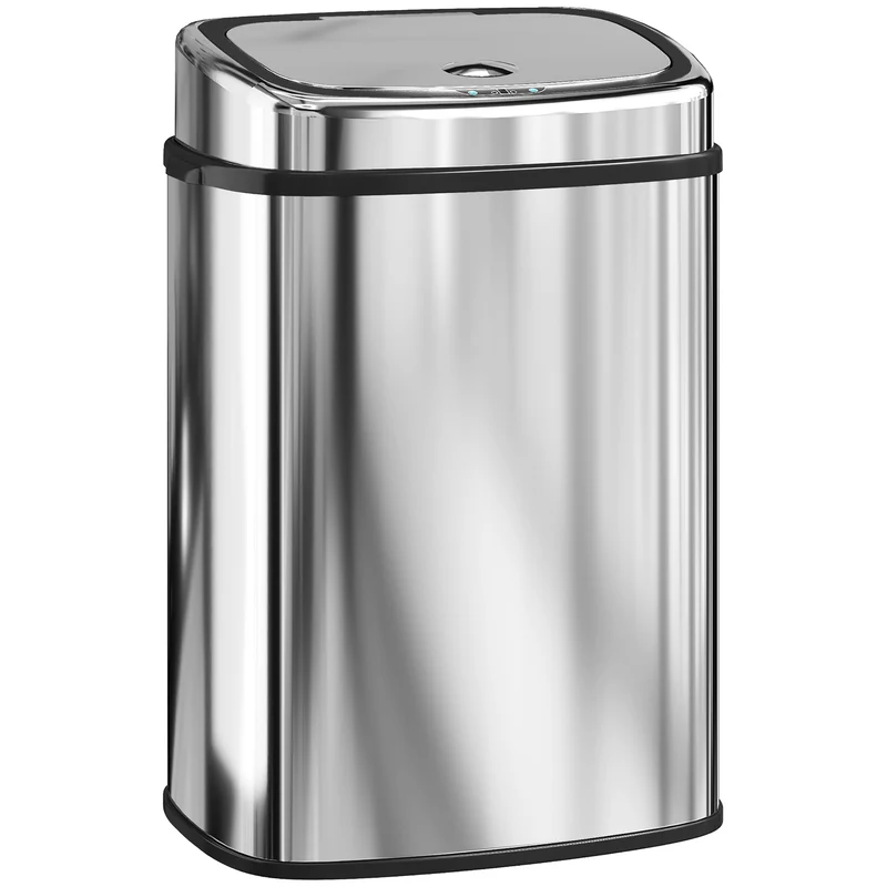 Pattumiera con Sensore a Infrarossi 40,5x29,5x58 cm Capacità da 50L con 2 Modalità di Apertura in Acciaio Inox Argento