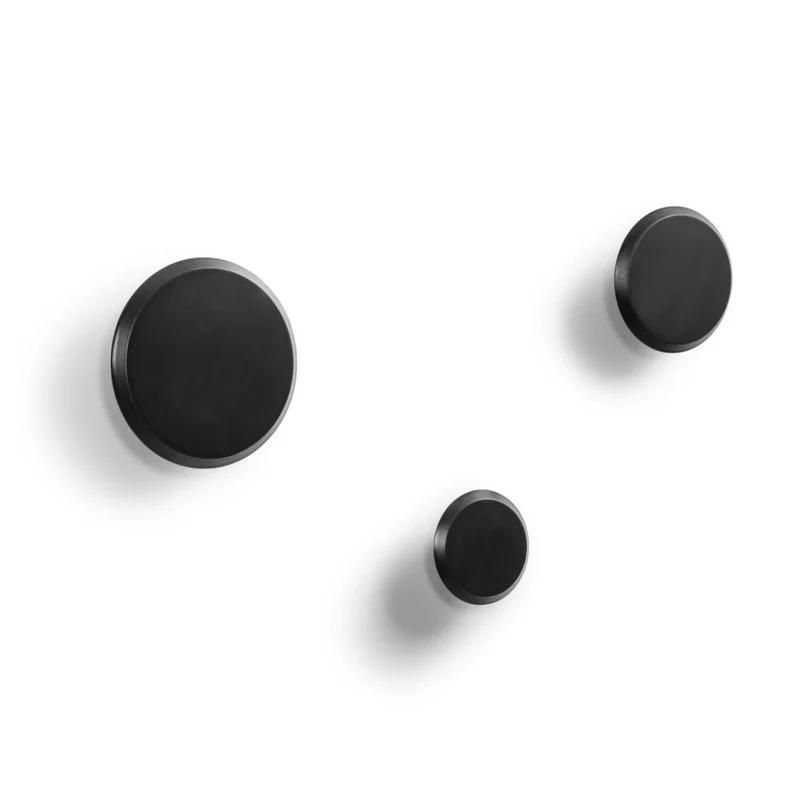 Nadua Set aus 3 Wandhaken aus Massiver Buche mit Finish in Schwarz
