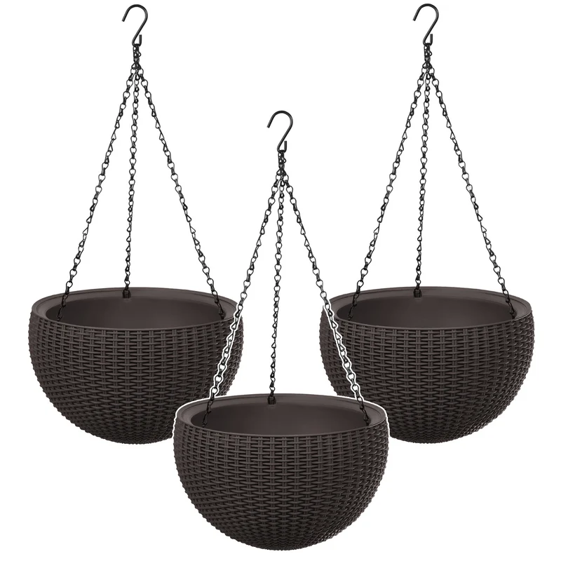 Vaso da appendere Keter Sphere Planter, colore marrone, 3 pezzi