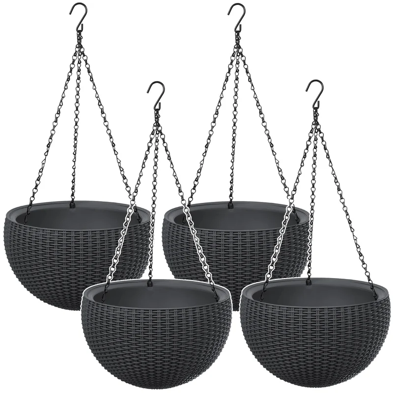 Vaso da appendere Keter Sphere Planter, colore antracite, 4 pezzi