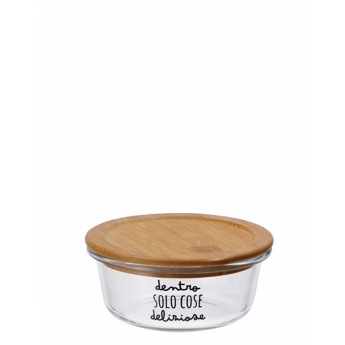 Contenitore in vetro per cucina con coperchio in bamboo