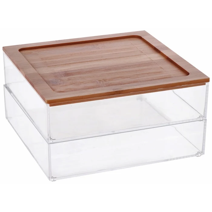 Contenitore portaoggetti in plastica e bamboo