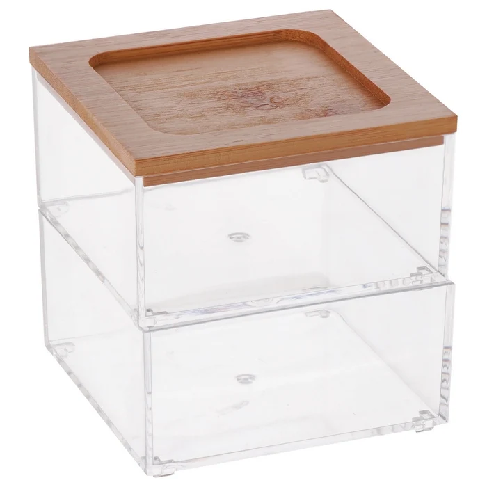 Contenitore porta oggetti in plastica e bamboo - Feiz