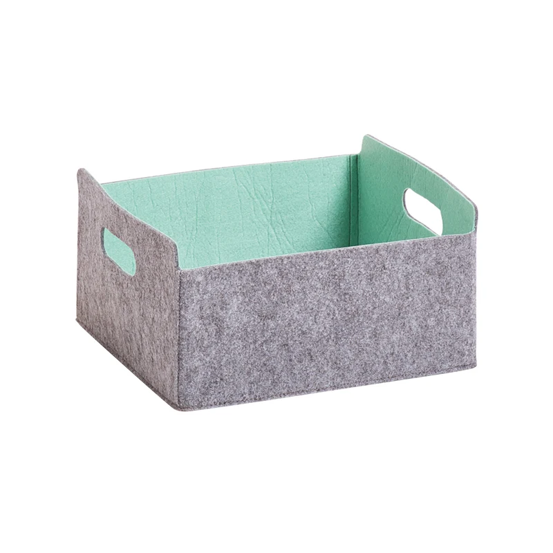 Cestino In Feltro Grgio/Azzurro 31x26x15,5cm
