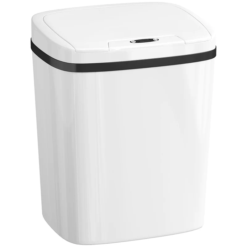 Pattumiera con Sensore a Infrarossi da 15L con 2 Modalità di Apertura Superficie Anti-impronte in ABS e PP Bianco