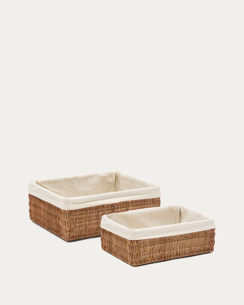 Set Indali aus 2 Körben aus Rattan 32 x 25 cm / 28 x 20 cm