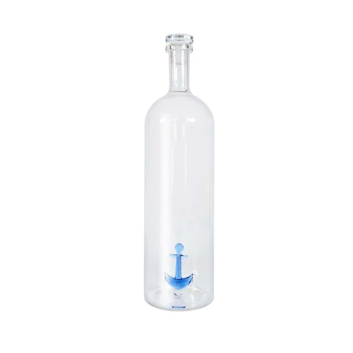 Bottiglia in vetro borosilicato con tappo 1,2 L. Decoro ANCORA.