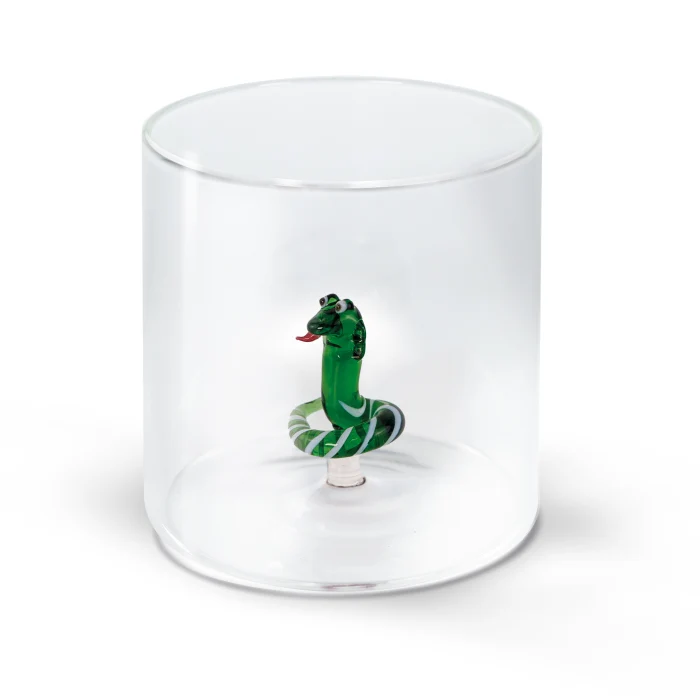 Bicchiere in vetro borosilicato 250 ml. Decoro SERPENTE.