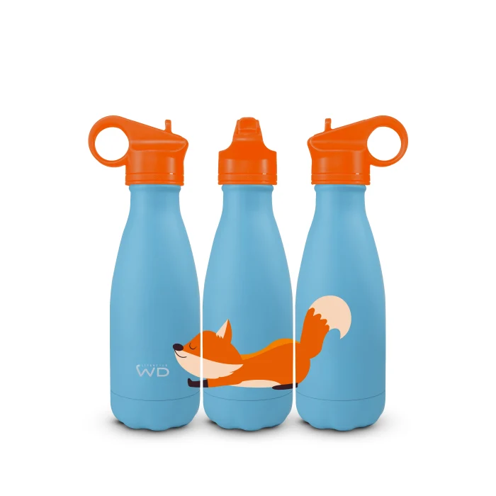 Bottiglia termica in acciaio inox 260 ml. Decoro VOLPE.