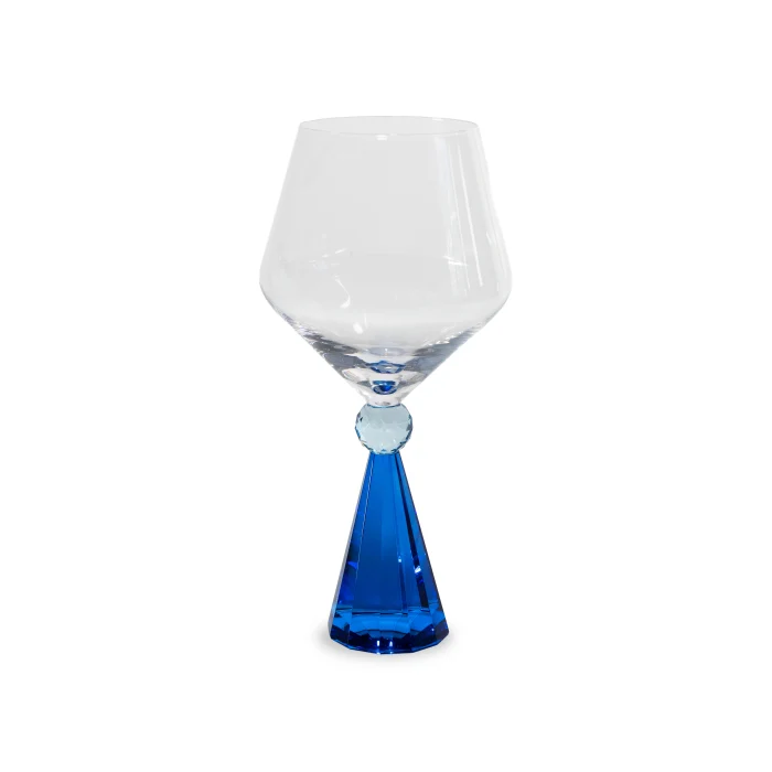 Calice per gin tonic in vetro con base effetto diamante 540 ml. Colore BLU
