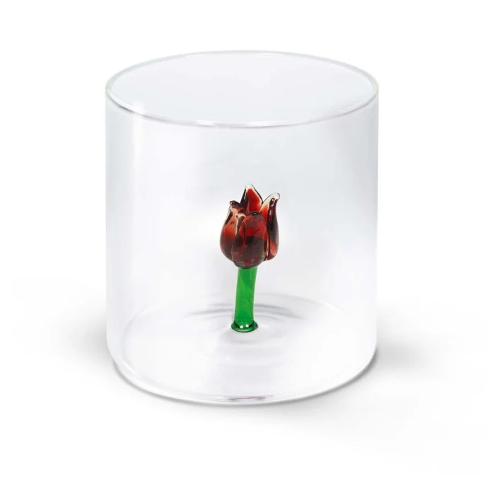 Bicchiere in vetro borosilicato Capacità 250 ml Decoro tulipano