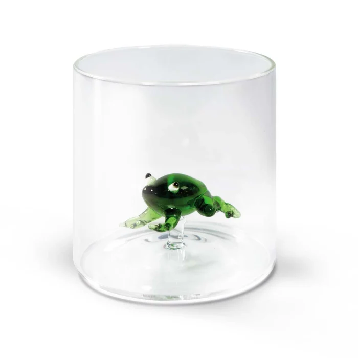 Bicchiere in vetro borosilicato Capacità 250 ml Decoro rana