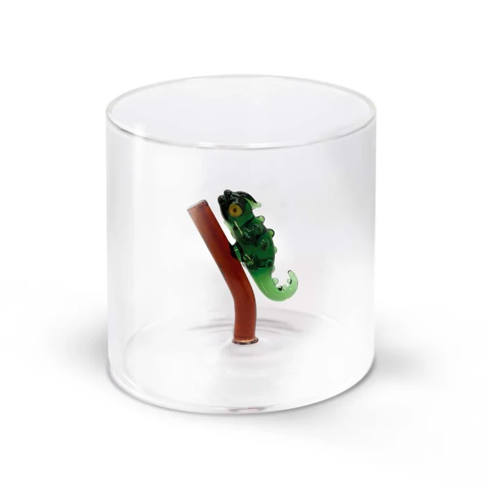 Bicchiere in vetro borosilicato Capacità 250 ml Decoro Geco