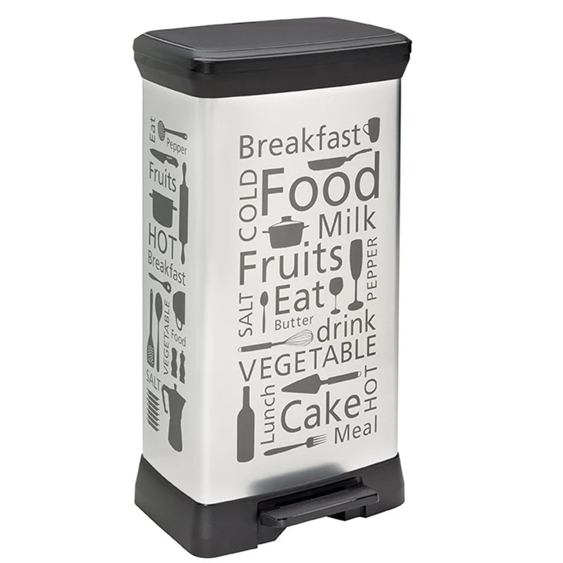 Pattumiera da cucina Curver a pedale, design argento, 50 L