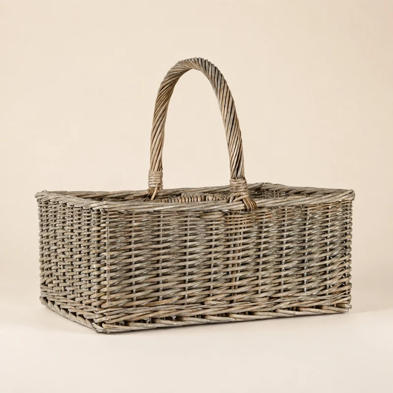Cesto Rettangolare in Salice con Manico – 36 x 40 x 48 cm