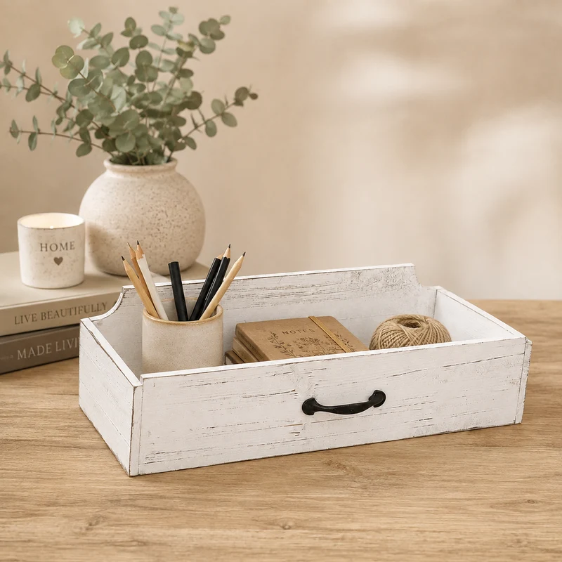 Contenitore organizzativo a cassetto in legno 20cm