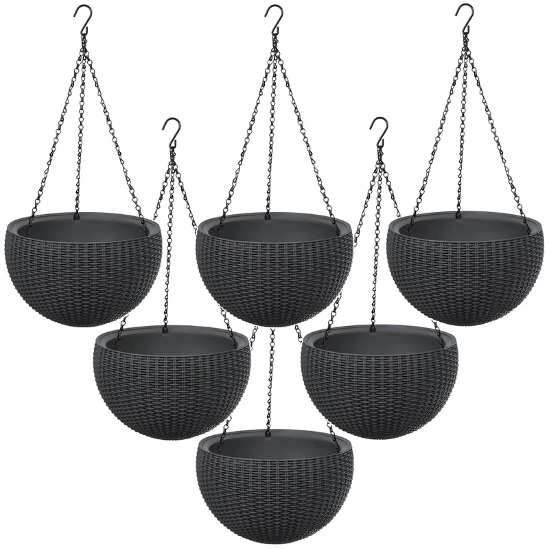 Vaso da appendere Keter Sphere Planter, colore antracite, 6 pezzi