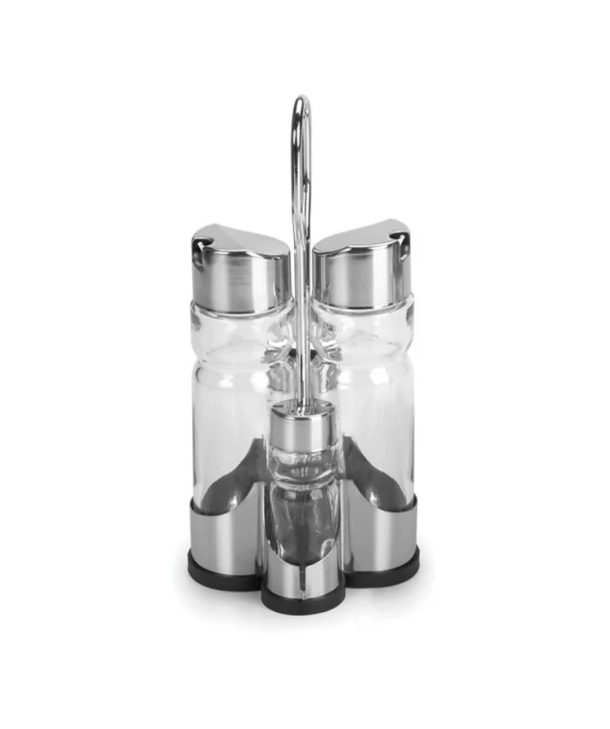 VINAGR SALEROS QUESE - MENAGE PARIS 4 PZ IN VETRO ED ACCIAIO INOX