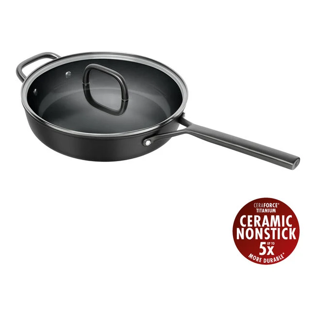 MILANO Tegame in Alluminio con Coperchio - 28 cm, CERAFORCE Titanium