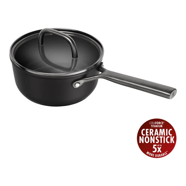 MILANO Casseruola in Alluminio 1 Manico e Coperchio - 18 cm, CERAFORCE Titanium