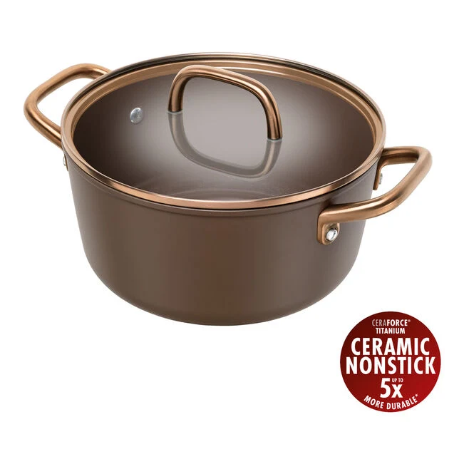 MILANO Pentola in Alluminio con coperchio - 24 cm, CERAFORCE Titanium
