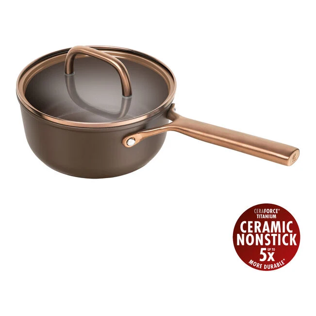 MILANO Casseruola in Alluminio 1 Manico e Coperchio - 18 cm, CERAFORCE Titanium