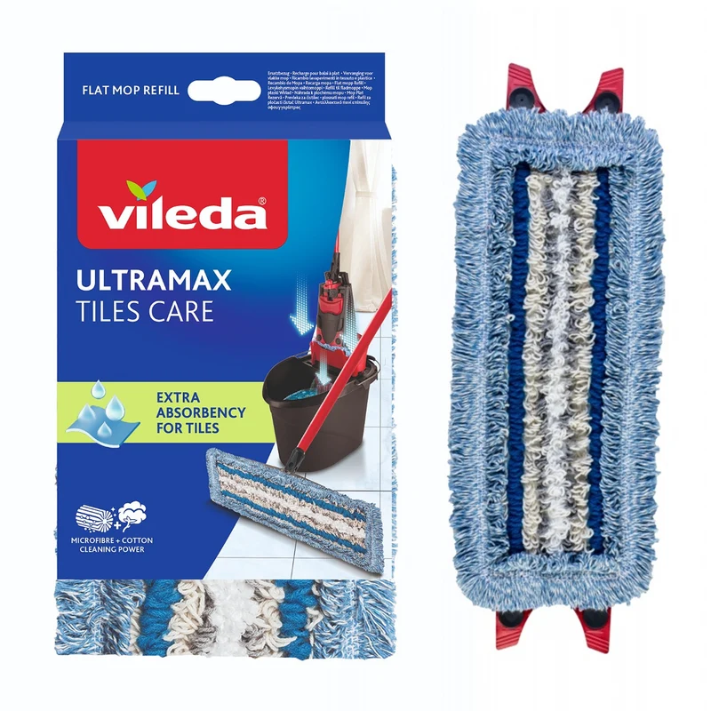 Ricambio per mop Vileda, per la pulizia di piastrelle e PVC, Ultramax Tiles Care