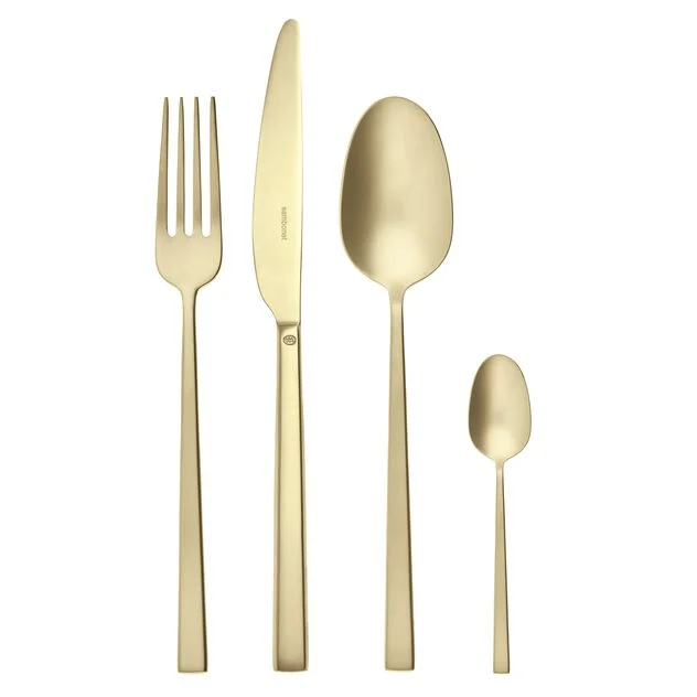 ROCK Servizio tavola 24 PZ Monoblocco - Acciaio Inox Antique PVD Champagne