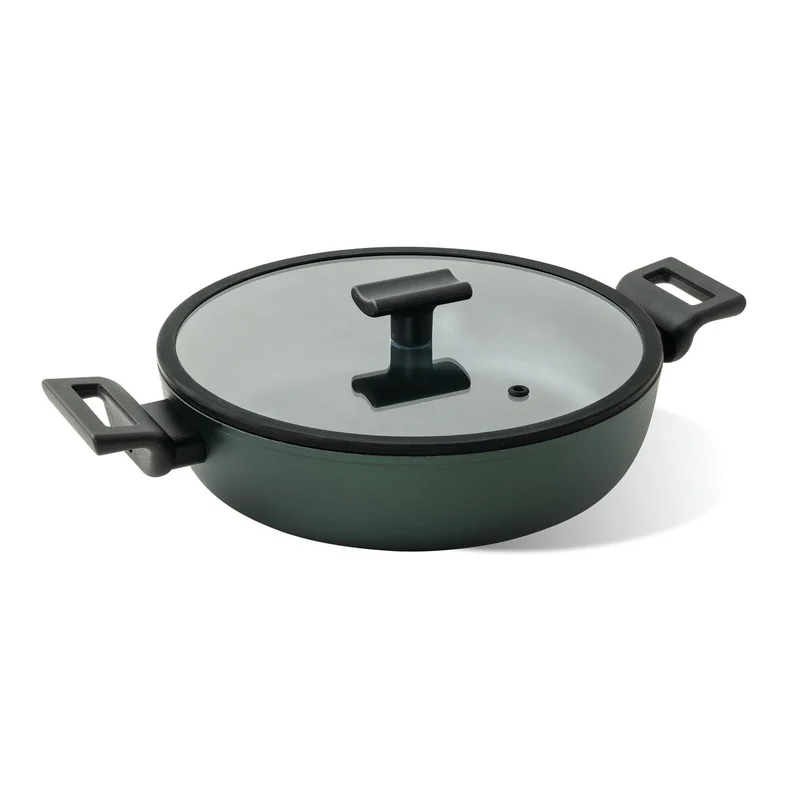 TITAN PRO GREEN Casseruola bassa 2 maniglie in Alluminio 28 CM - Verde Scuro