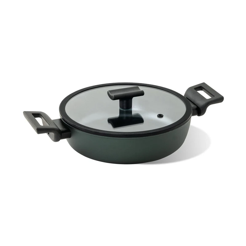 TITAN PRO GREEN Casseruola bassa 2 maniglie in Alluminio 24 CM - Verde Scuro