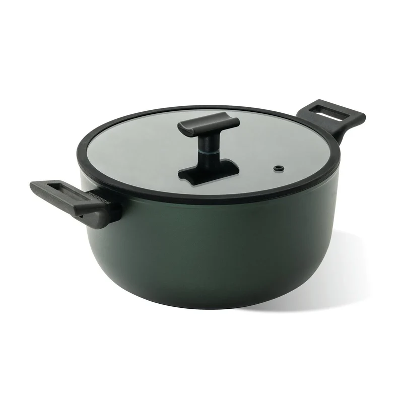 TITAN PRO GREEN Casseruola alta 2 maniglie in Alluminio 28 CM - Verde Scuro