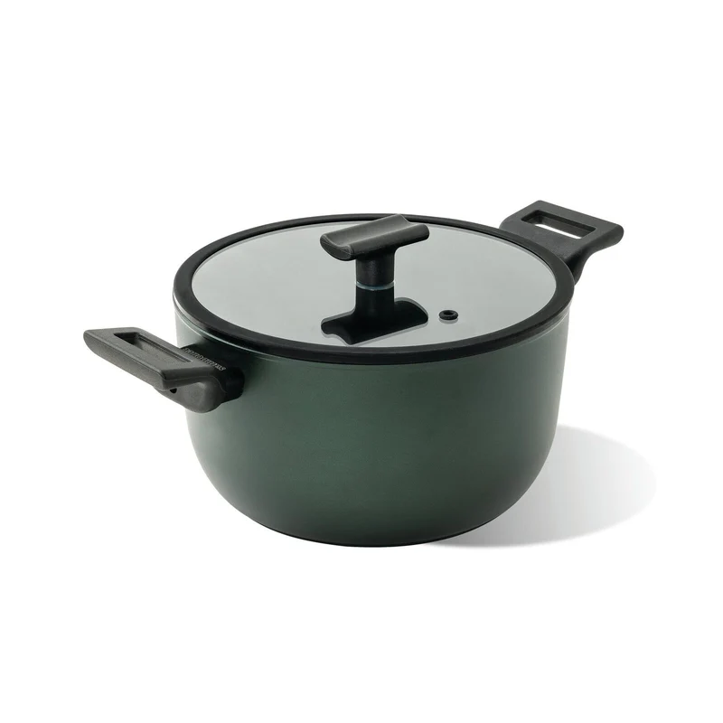 TITAN PRO GREEN Casseruola alta 2 maniglie in Alluminio 24 CM - Verde Scuro