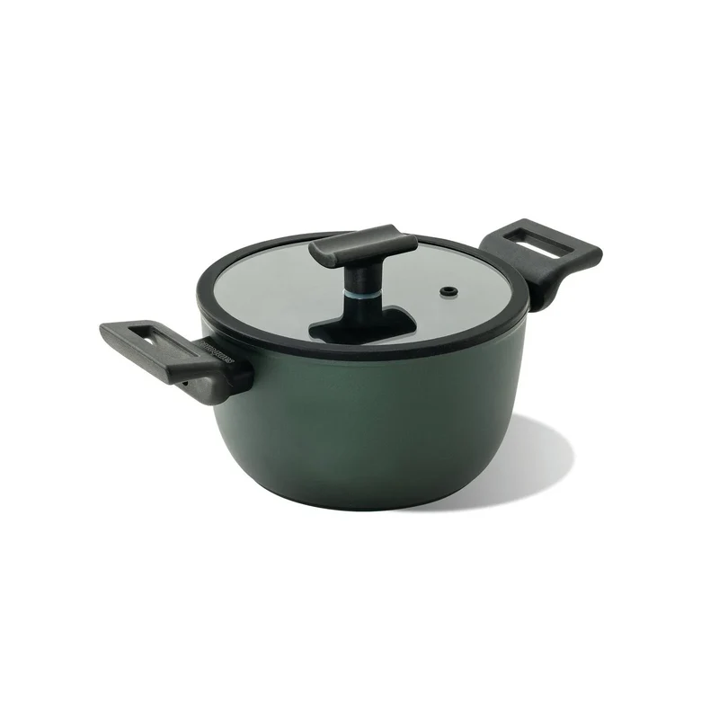 TITAN PRO GREEN Casseruola alta 2 maniglie in Alluminio 20 CM - Verde Scuro