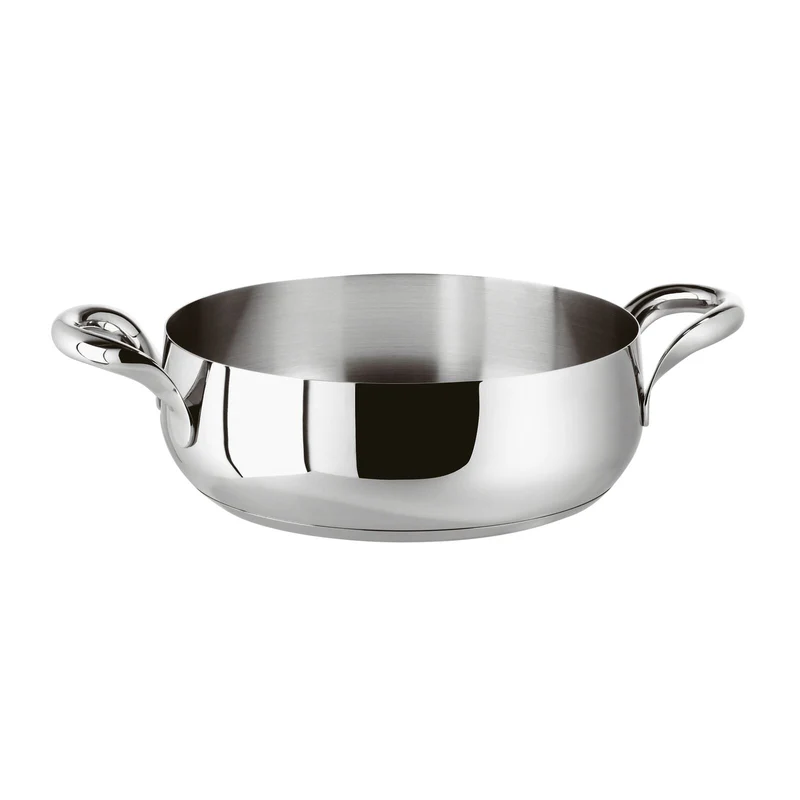 KIKKA Casseruola Bassa 2 Maniglie 24 CM - Acciaio Inox Mirror